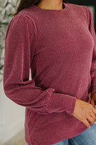 Haptics Simply Styled Balloon Sleeve Knit Top Womens
