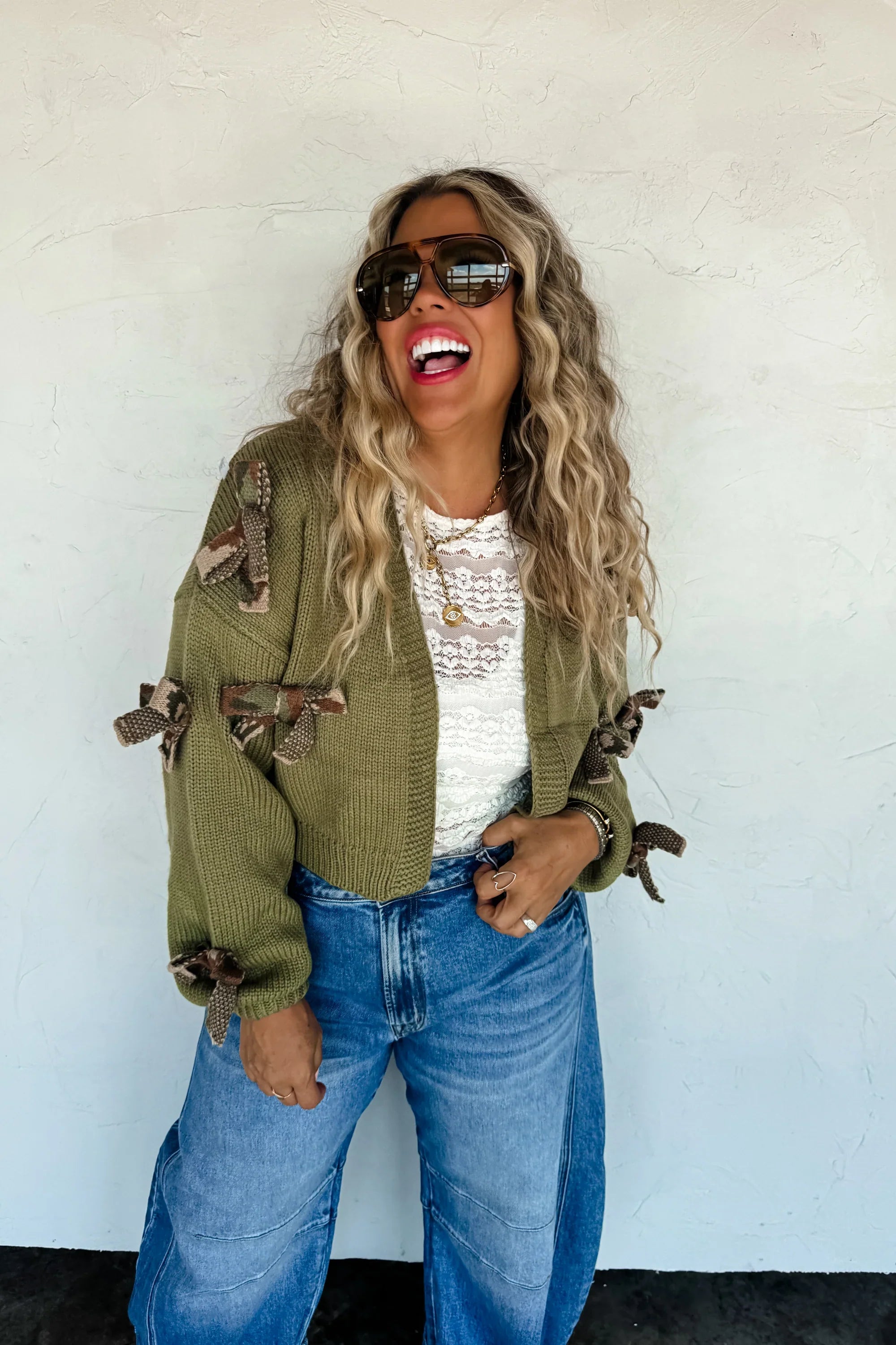 PREORDER: Blakeley Sloane Bow Knit Cardigan Womens