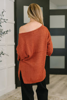 One Eleven North Slouchy Gal Off Shoulder Textured Top in Rust Womens