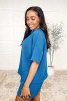 Zenana Slow Sunday Ribbed Knit Set in Classic Blue Womens