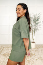 Zenana Slow Sunday Ribbed Knit Set in Light Olive Womens