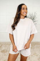 Zenana Slow Sunday Ribbed Knit Set in Sand Beige Womens