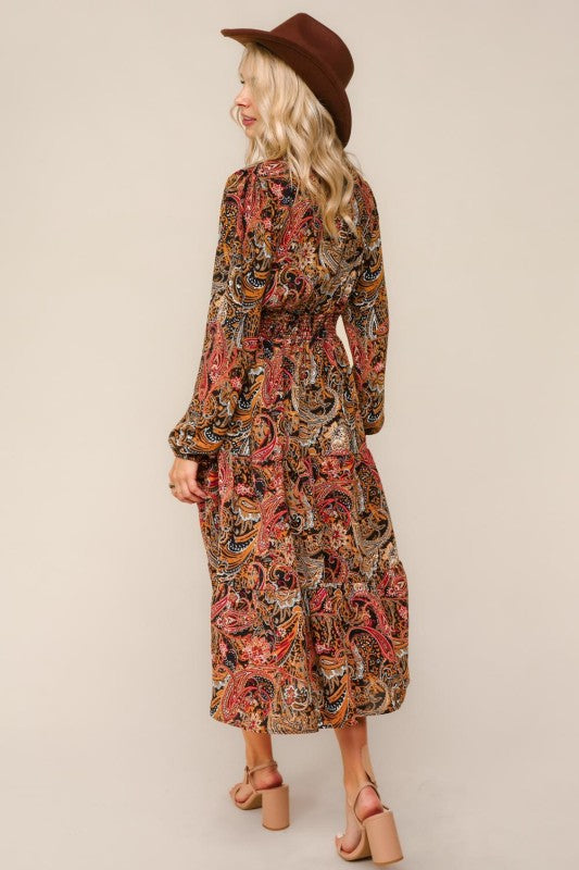 Haptics Smocked Waist Maxi Bohemian Woven Dress