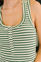 Very J Snaccident Waiting to Happen Scooped Neck Tank in Green Womens