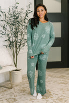 Haptics Snowflake Sniffles Pajama Set in Hunter Green Womens