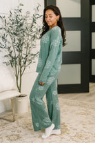 Haptics Snowflake Sniffles Pajama Set in Hunter Green Womens
