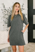 Very J So Thoughtful That Way Heavy Weight Jersey Knit Textured T-Shirt Dress Womens