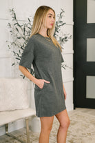 Very J So Thoughtful That Way Heavy Weight Jersey Knit Textured T-Shirt Dress Womens