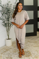 Very J Soft But Savage Casual T-Shirt Dress in Beige Large Womens