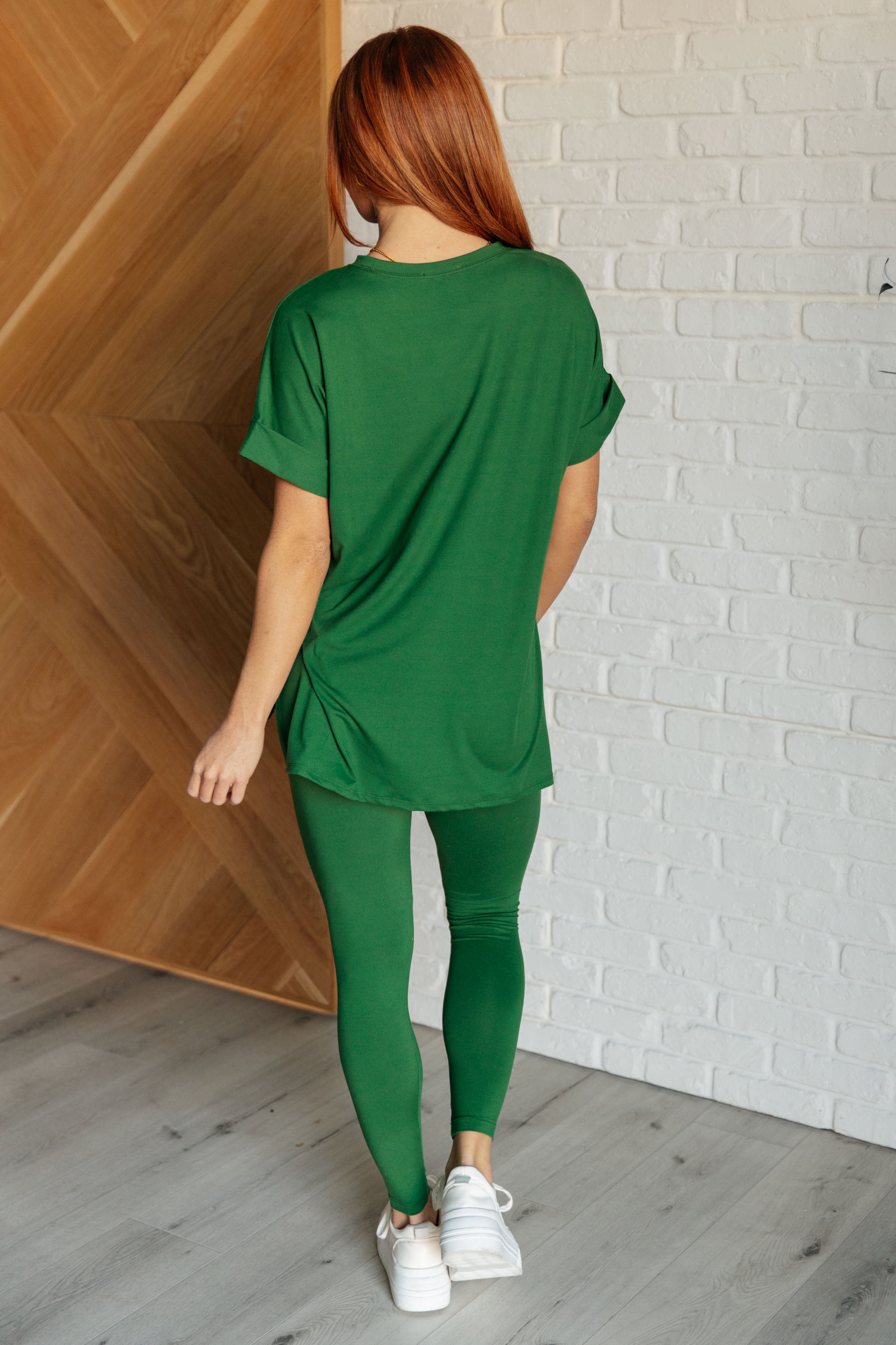 Zenana Soft Serve Brushed Microfiber Set in Dark Green Athleisure