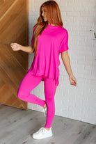 Zenana Soft Serve Brushed Microfiber Set in Neon Hot Pink Athleisure