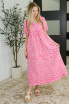 Lovelo Softly Spoken Textured V-Neck Dress in Hot Pink Womens