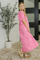 Lovelo Softly Spoken Textured V-Neck Dress in Hot Pink Womens
