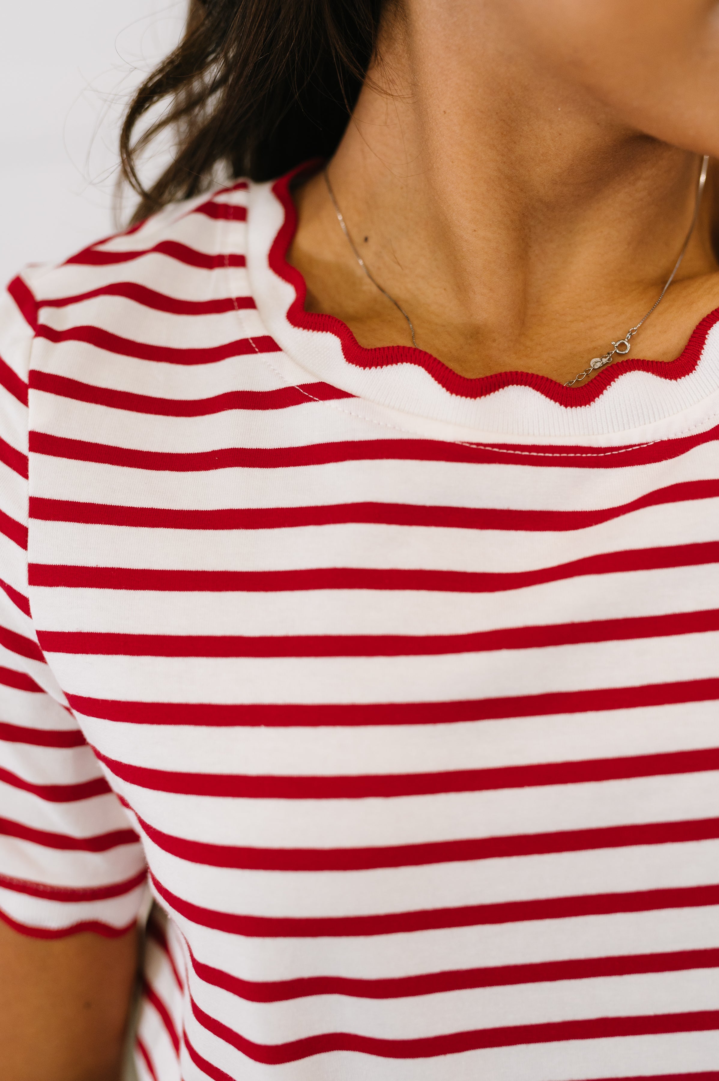One Eleven North Something New Scalloped Hem Top Womens