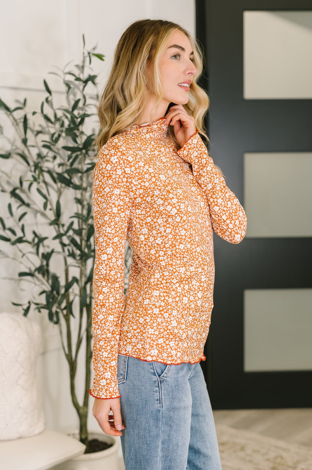 Haptics Something in the Air Lettuce Hem Longsleeve Top Womens