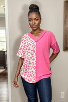 Heimish Split Decision Pink Leopard Print Short Sleeve Top Shirts & Tops