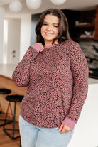 One Eleven North Animal Print Spotted Around Town Long Sleeve Top Tops