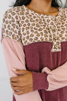 7th Ray Spotted & Blocked Color Block Henley Top Womens