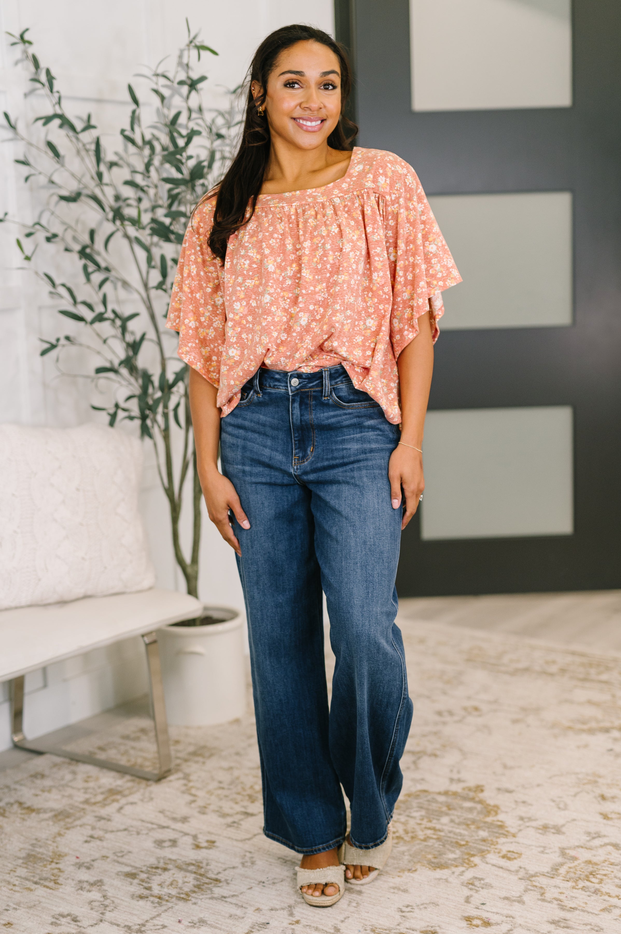 Haptics Spring Breeze Square Beck Top in Dusty Rose Womens