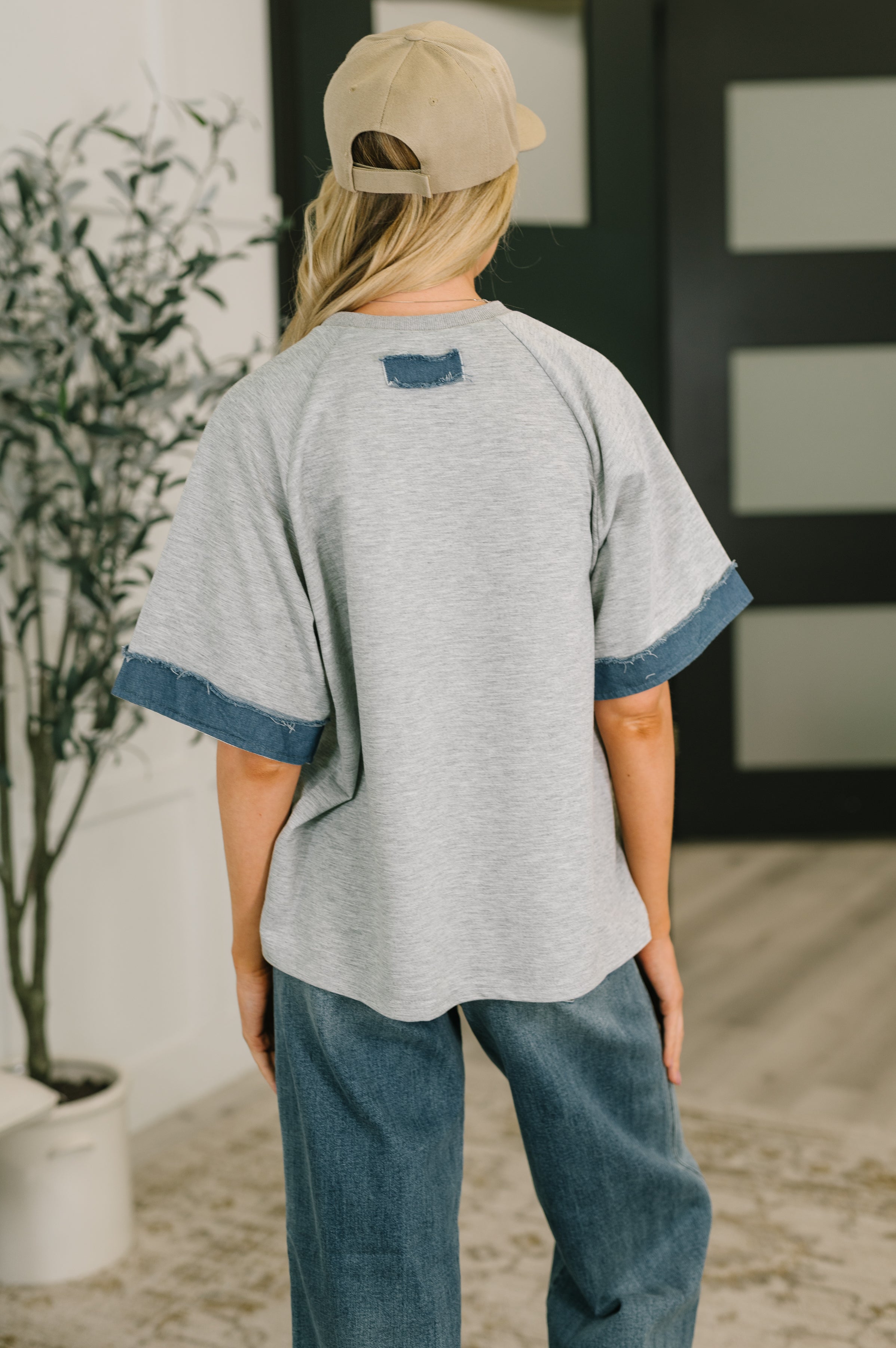 Haptics Star Stud Distressed Applique Top Womens