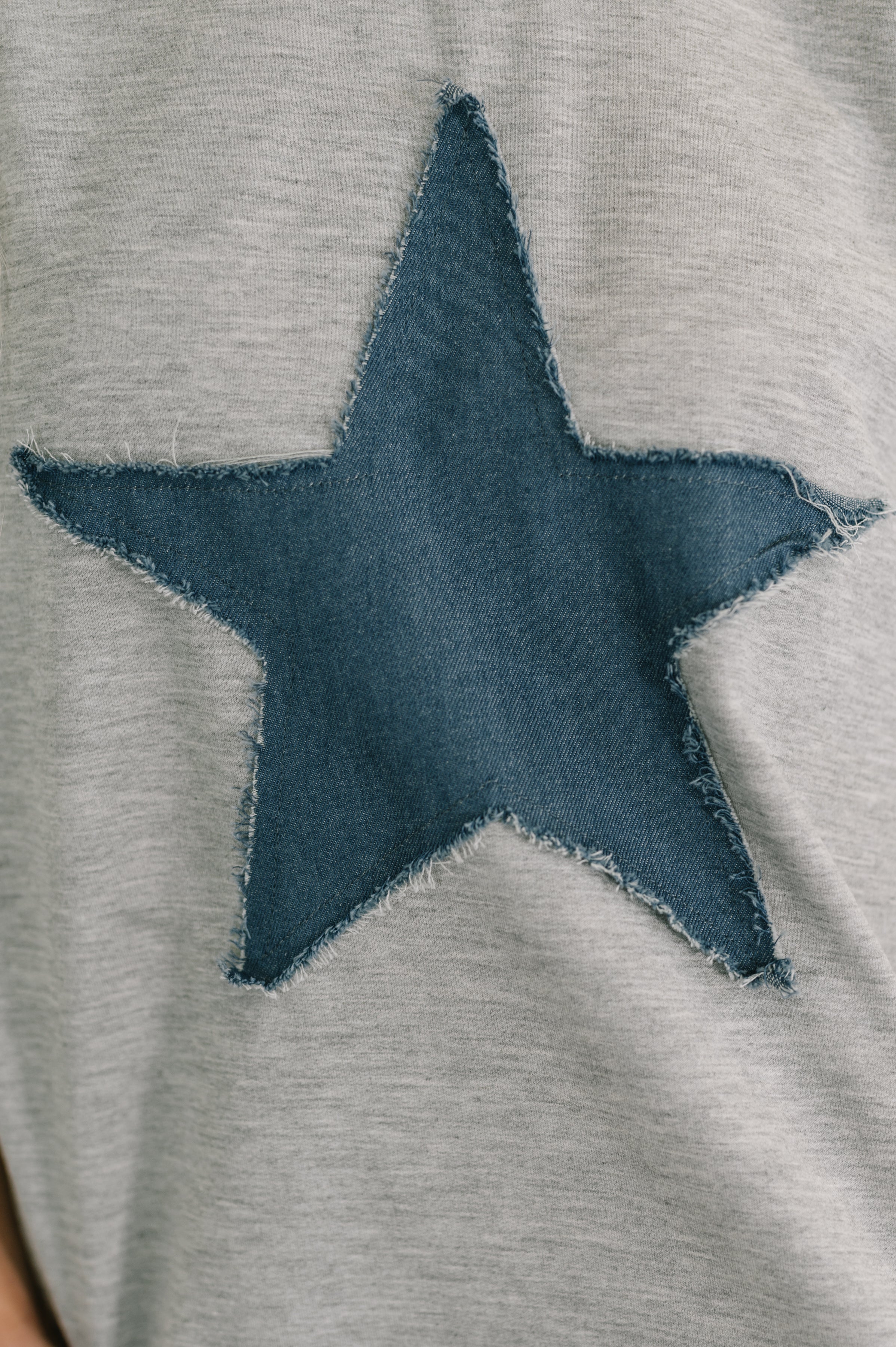 Haptics Star Stud Distressed Applique Top Womens