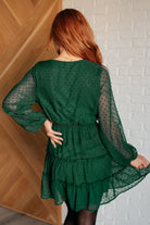 Andree By Unit Starlit Glow V-Neck Tiered Dress in Hunter Green Dresses