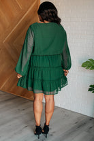 Andree By Unit Starlit Glow V-Neck Tiered Dress in Hunter Green Dresses