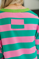 One Eleven North Stars On Stripes Patchwork Pink Striped Sweatshirt Womens