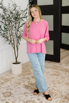 Zenana Stay On Top Relaxed Tee in Candy Pink Womens