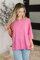 Zenana Stay On Top Relaxed Tee in Candy Pink 2XL Womens