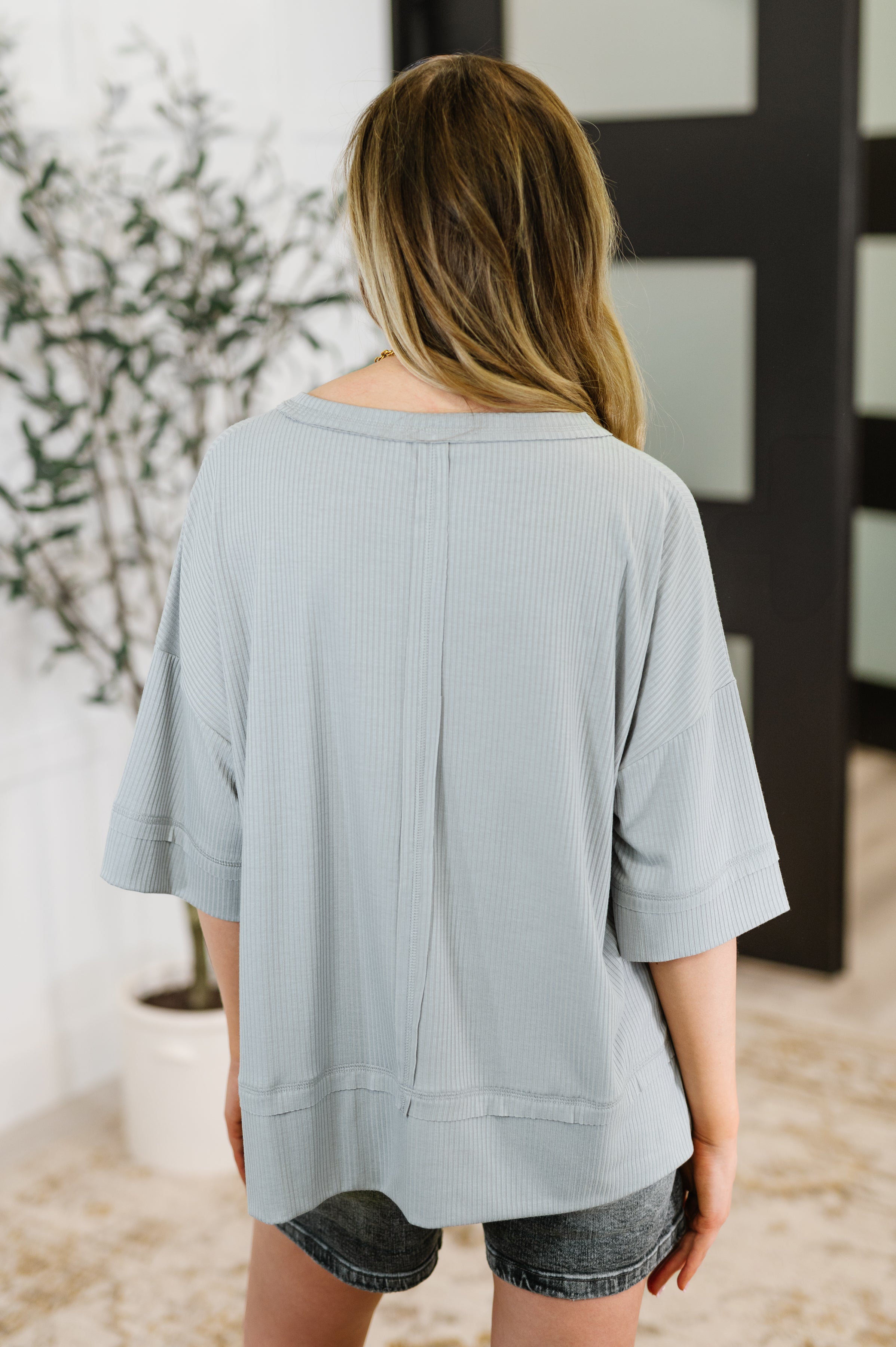 Zenana Stay On Top Relaxed Tee in Light Grey Womens