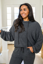 Risen Stay Right Here Soft Knit Hoodie In Charcoal Womens