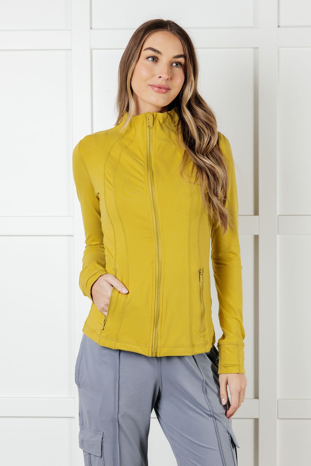 Rae Mode Staying Swift Activewear Jacket in Yellow Pear Activewear