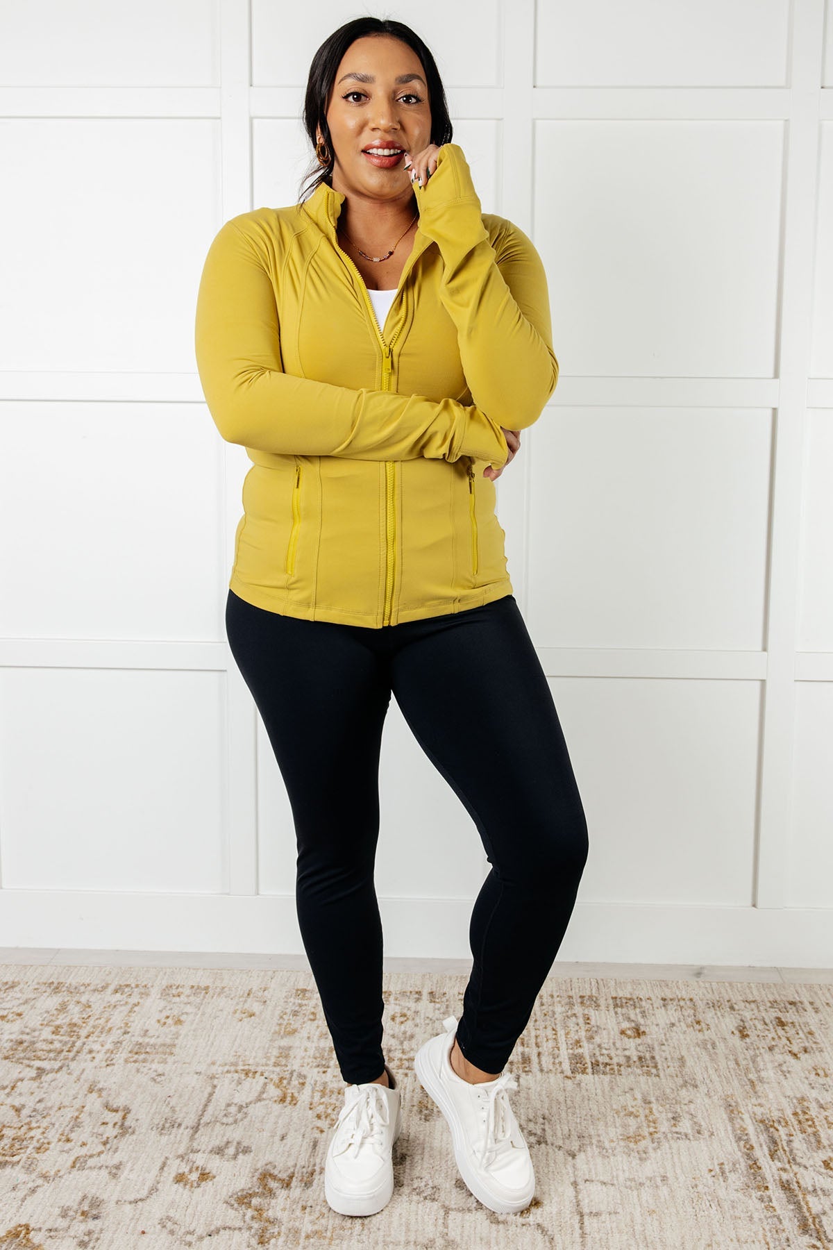 Rae Mode Staying Swift Activewear Jacket in Yellow Pear Activewear