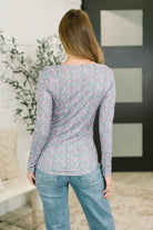 7th Ray Stop and Smell the Flowers Scoop Neck Henley Womens