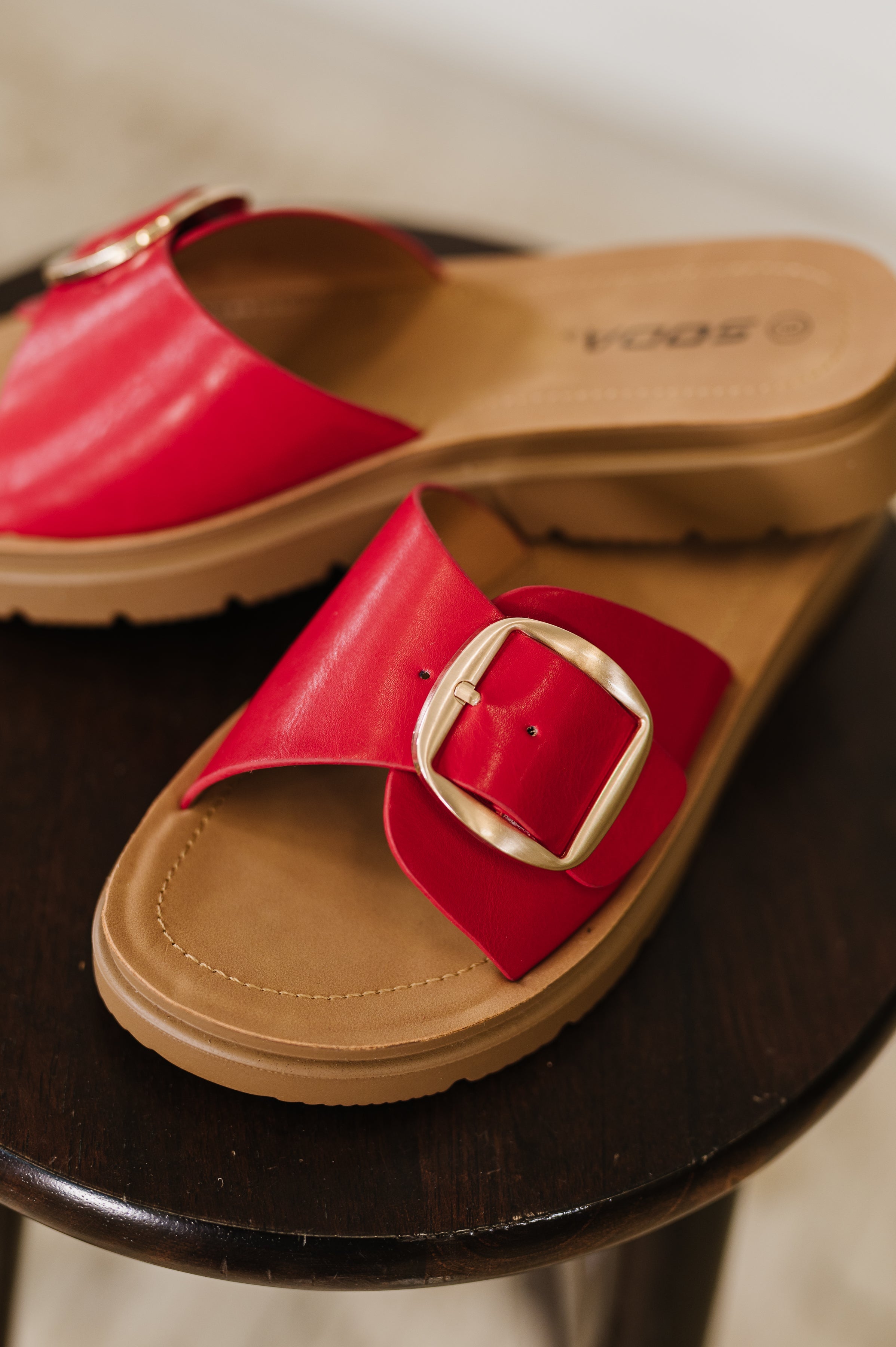 Strawberry Slip on Slide in Delight Red Womens