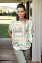 White Birch Striped Goddess Dolman Sleeve Top