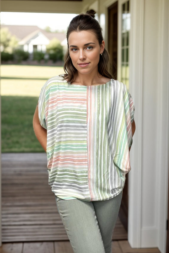 White Birch Striped Dolman Top 3X Boutique Simplified