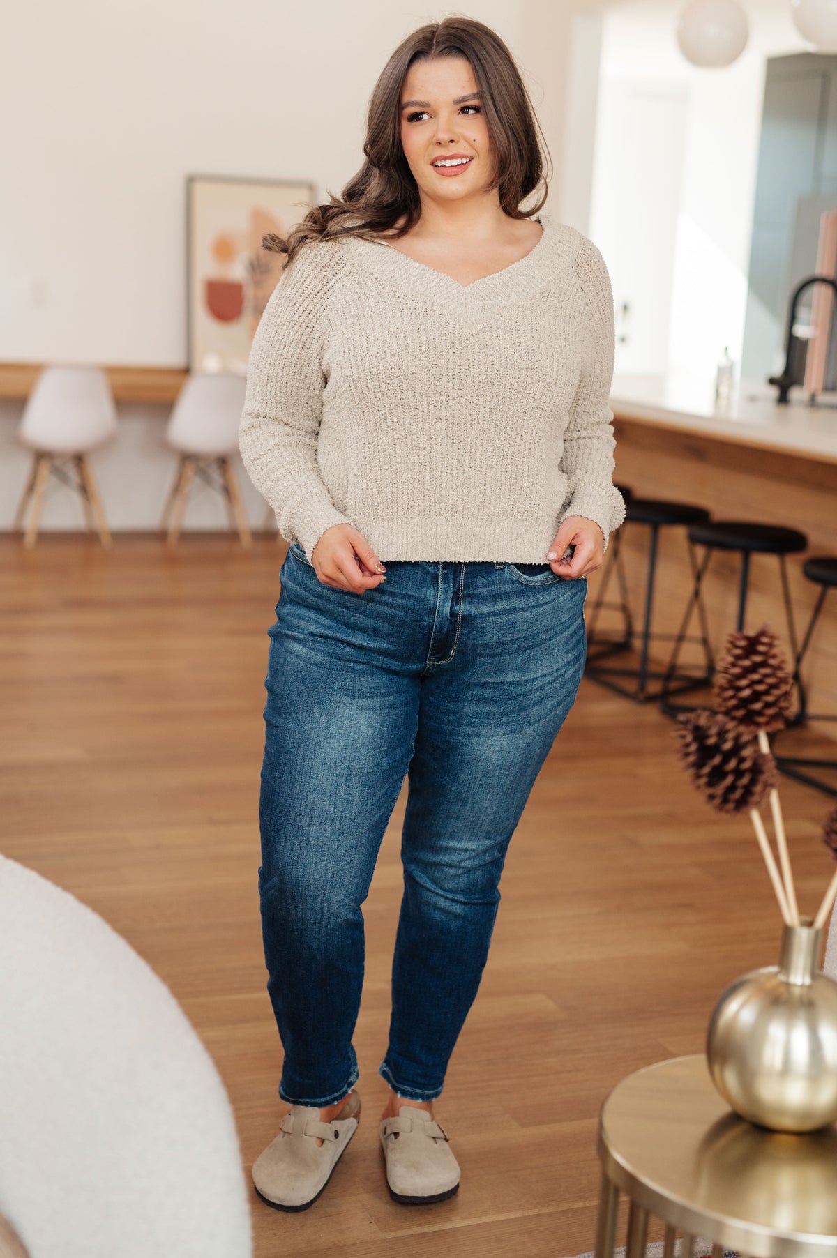 One Eleven North Stuck In The Moment V-Neck Sweater Tops