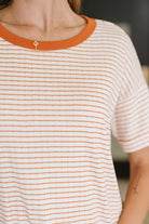 Staccato Sunbeam Shuffle Banded Round Neck Top in Orange Womens