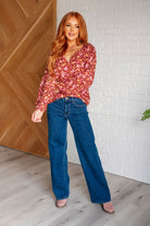 Andree by Unit Sunday Brunch Blouse in Rust Floral Blouses