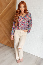 Andree By Unit Sunday Brunch Blouse in Denim Floral Ave Shops