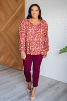 Andree by Unit Sunday Brunch Blouse in Rust Floral Blouses