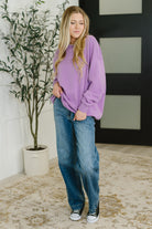 Zenana Sunday Snug Relaxed Pullover in Lavender Womens