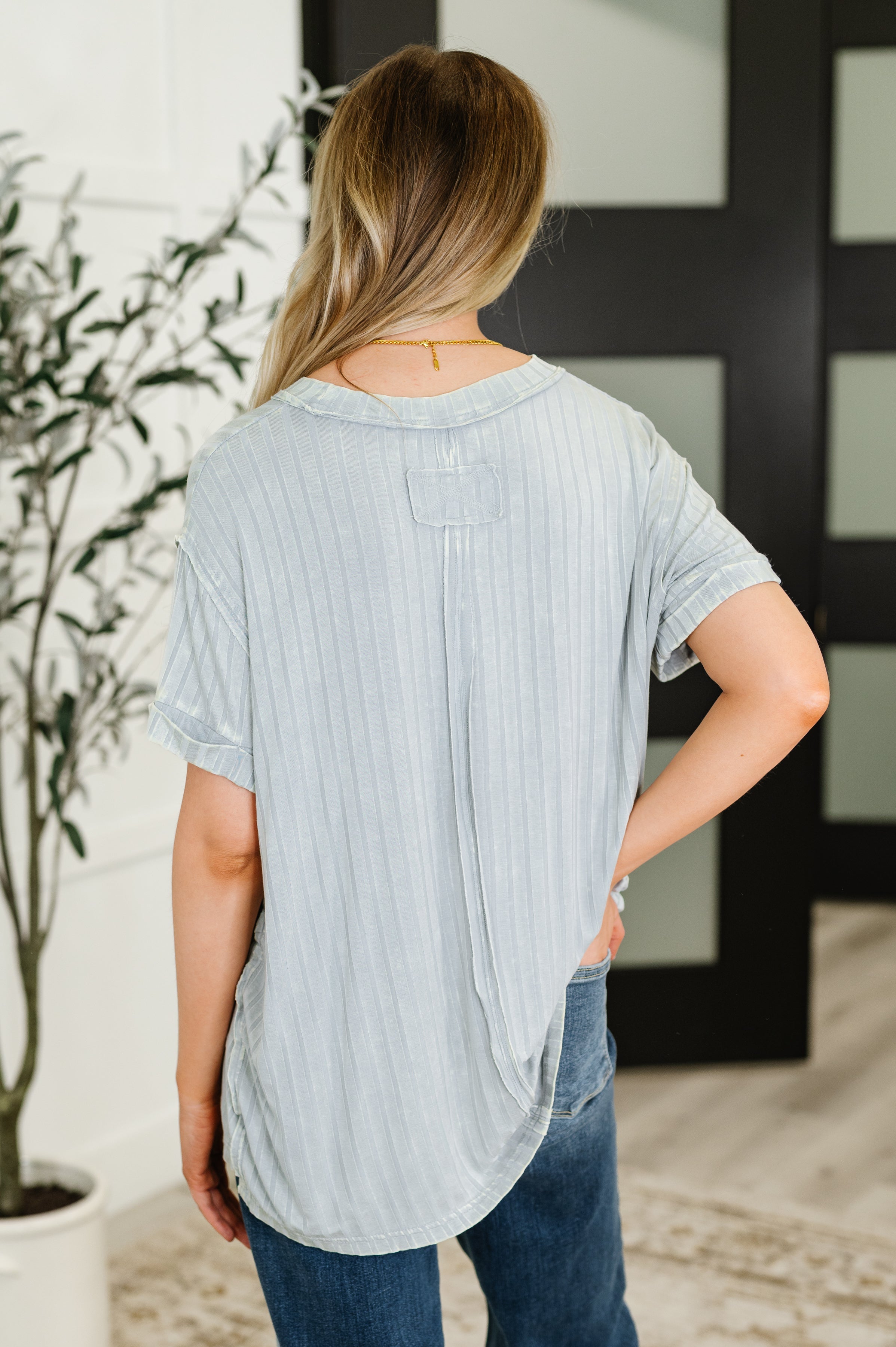 Zenana Sunday's Bestie Mineral Wash Top in Light Grey Womens