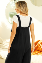 BiBi Back Gauze Buttoned Up Overall Jumpsuit with Pockets