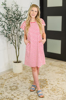 Polagram Sunny Stripes Casual Flutter Sleeve Dress Womens