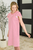 Polagram Sunny Stripes Casual Flutter Sleeve Dress Womens