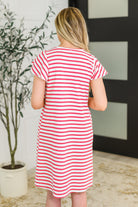 Polagram Sunny Stripes Casual Flutter Sleeve Dress Womens
