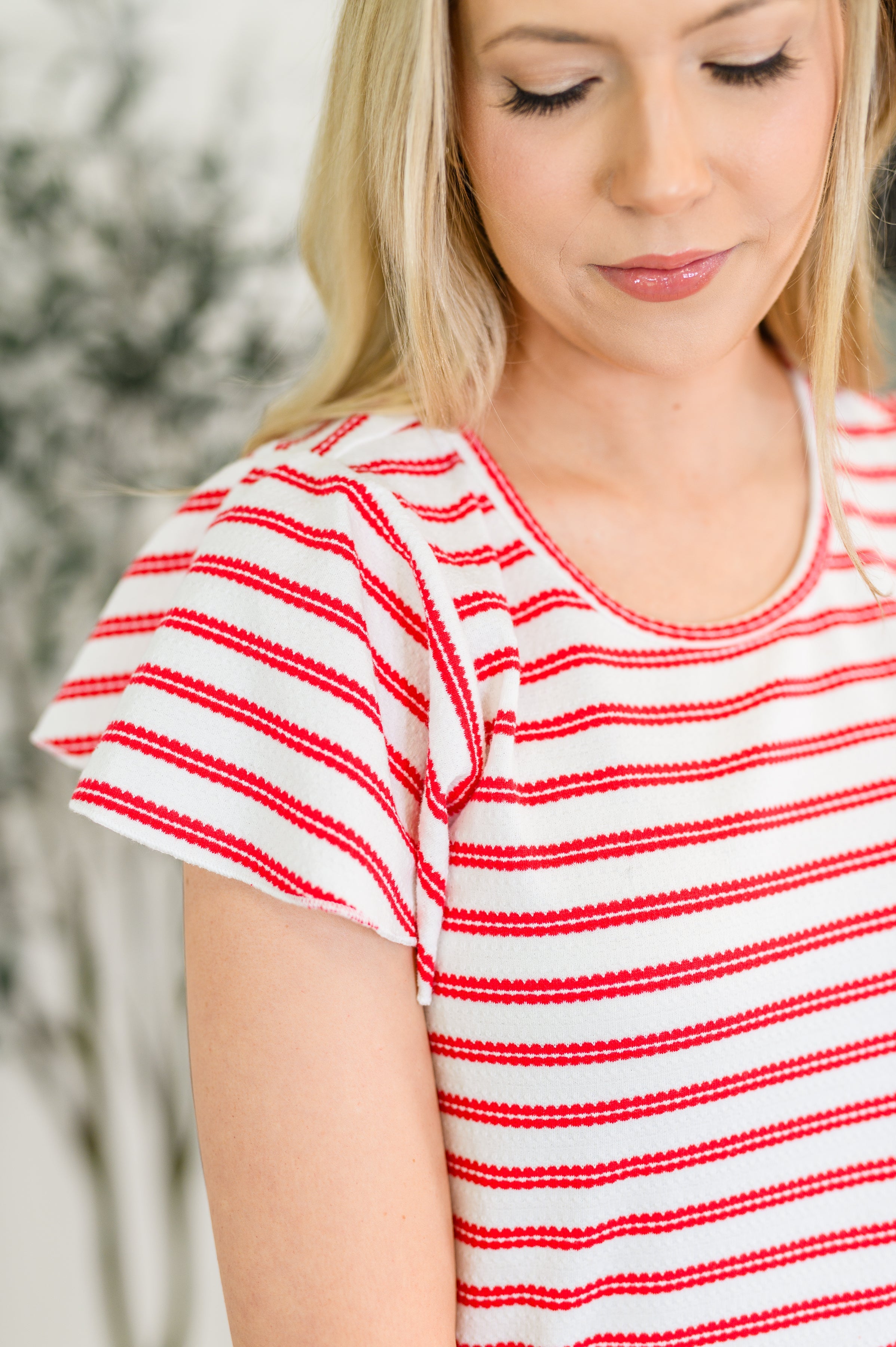 Polagram Sunny Stripes Casual Flutter Sleeve Dress Womens